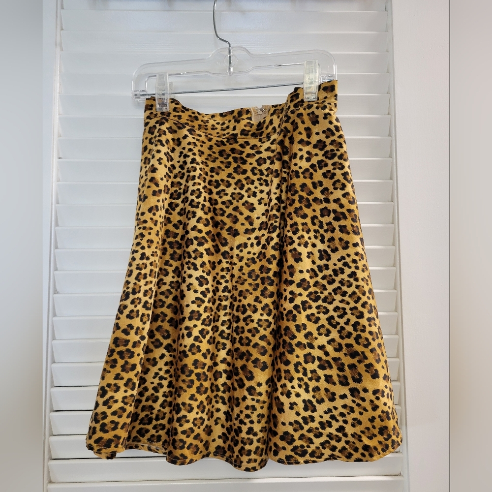 miami Leopard Print Circle Skirt in Gold and Brown